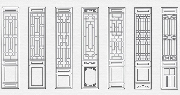 西岗常用中式仿古花窗图案隔断设计图