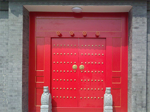 西岗中国传统四合院系列朱红色中式木制大门木作